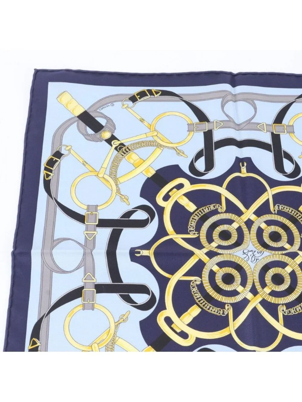Hermes Tagged Carre Eperon D'or Yellow Gold Spurs Silk 100% Scarf